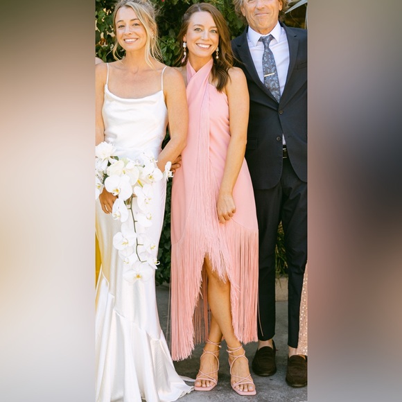 No Pise Le Grama Dresses | Fringe Pink Dress | No Pise La Grama Beso E Coco Halter Dress | Color: Pink/White | Size: 2 | Rileypitra's Closet